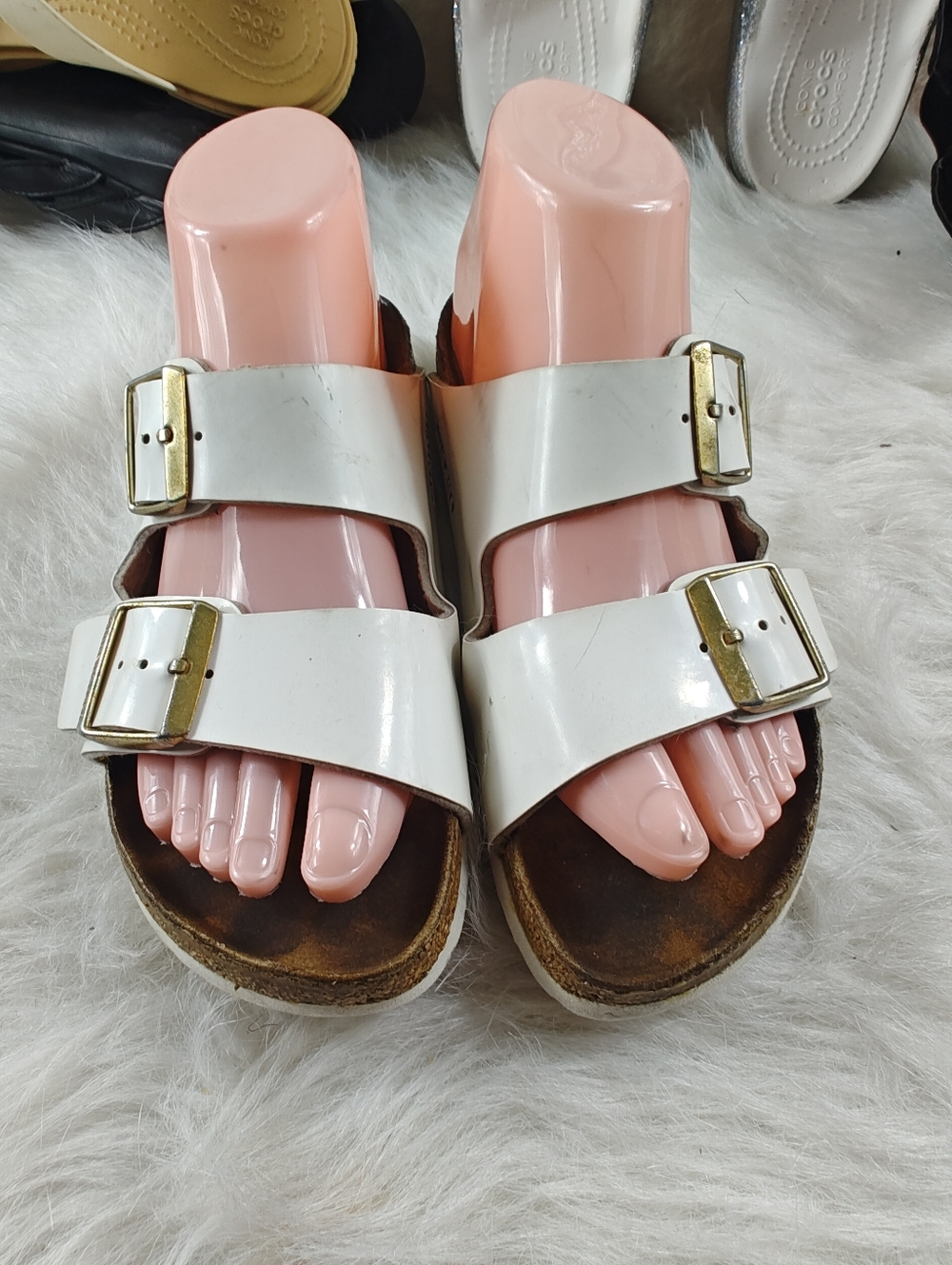 Birkenstock White Double Strap Sandals with Buckles 37 US Women’s Sz 6.5 -7